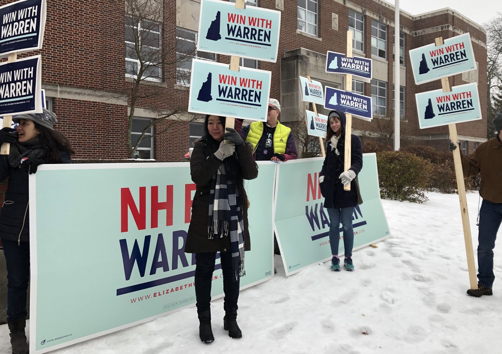Warren supporters at Webster School